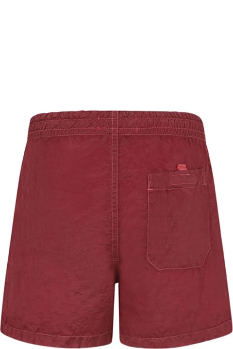 Homeware Stone Island Junior Red Swim Shorts With Elastic Waist And Logo Patch On The Front In Tech Fabric Boy