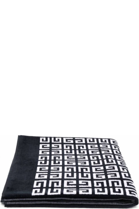 Givenchy Kids Cotton Beach Towel With Allover 4g Logo