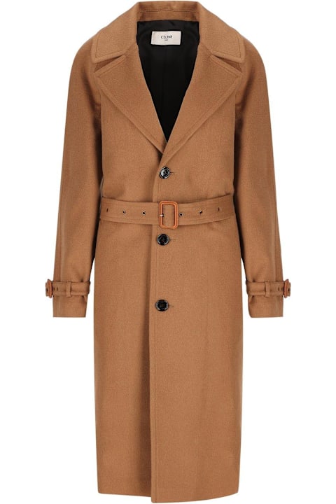 Celine for Women Celine Belted Button-up Coat