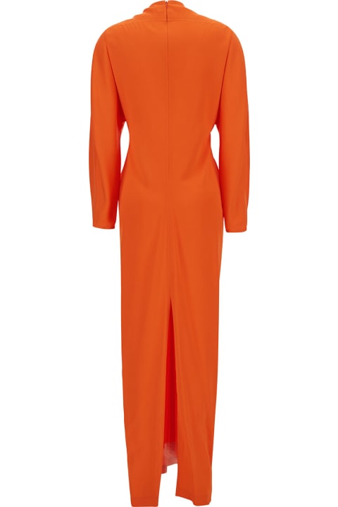 Ferragamo for Women Ferragamo Long Orange Dress With Kimono Sleeves In Stretch Viscose Woman
