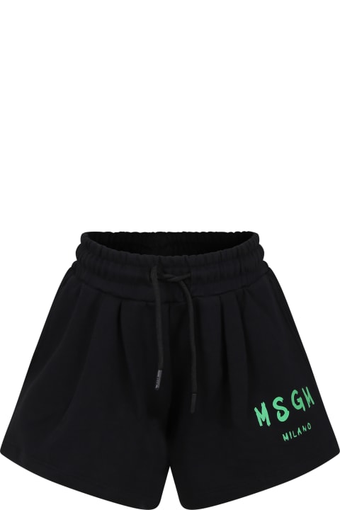 MSGM for Kids MSGM Black Shorts For Girl With Logo