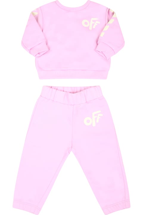 Pink Tracksuit For Baby Girl With Logo