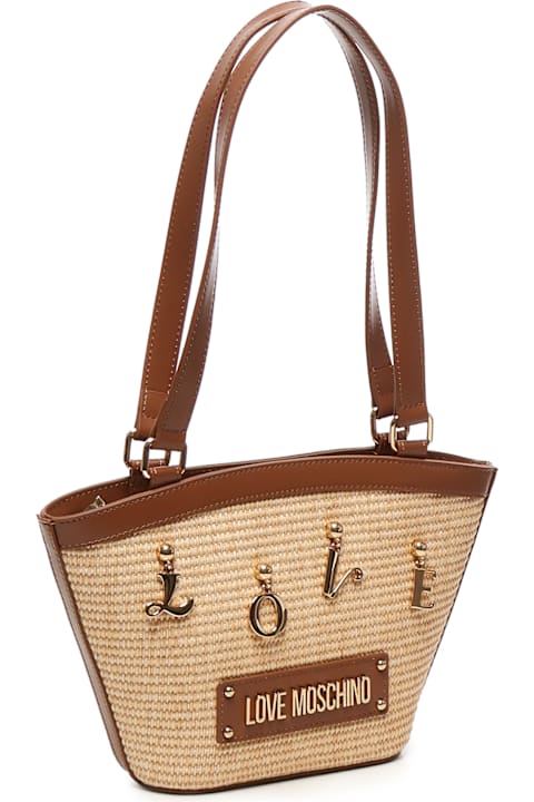 Love Moschino for Women Love Moschino Raffia Shopper With Letter Charm