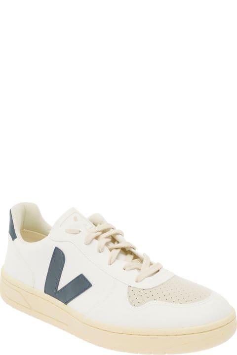 Veja Sneakers for Men Veja White And Green Sneakers With Logo Details In Leather Man