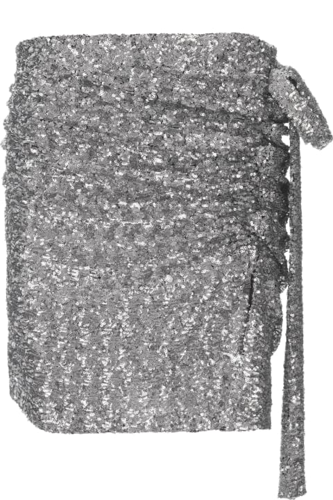 Paco Rabanne for Women Paco Rabanne Silver Skirt With Sequins And Draping
