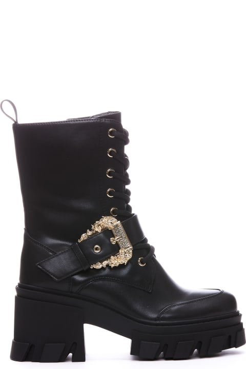Versace Jeans Couture Boots for Women Versace Jeans Couture Drew Baroque Buckle Lace-up Ankle Boots