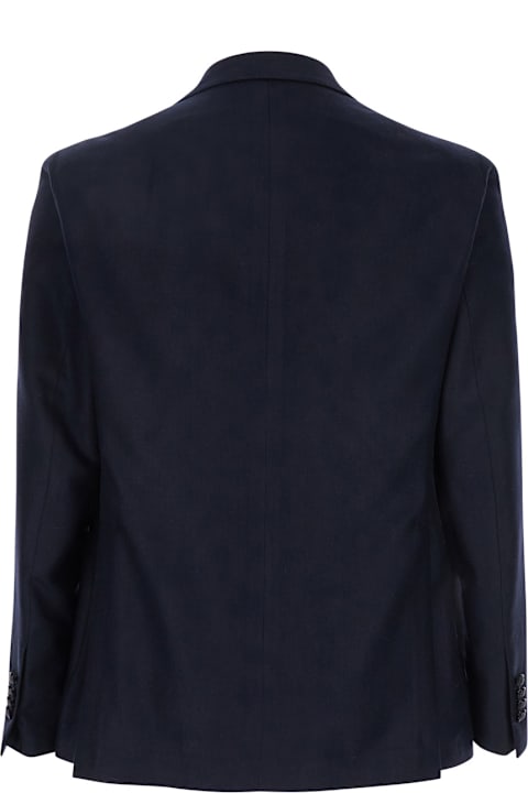 Homeware Tagliatore 'montecarlo' Blue Single-breasted Jacket With Notched Revers In Silk Man
