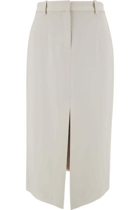 Theory Clothing for Women Theory Midi White Straight Skirt With Front Split In Triacetate Blend Woman