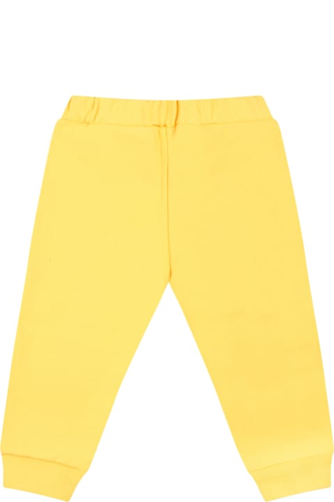 Yellow Sweatpants For Babykids With White Logo