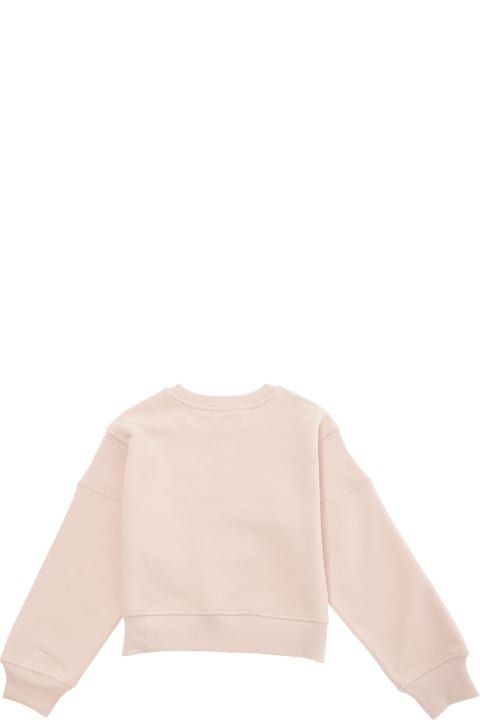 Emporio Armani ملابس علوية لـ بنات Emporio Armani Pink Sweatshirt With Jacquard Crest In Cotton Girl