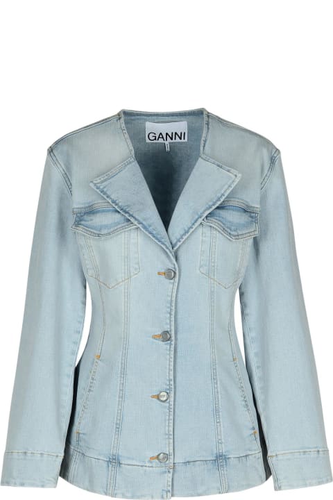 Ganni لـ Women Ganni Light Blue Cotton Blazer