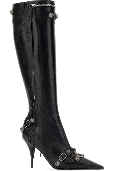 Balenciaga Boots for Women Balenciaga Black Leather Cagole Boots