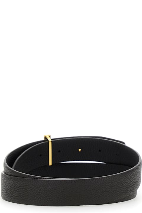 أدوات منزلية Tom Ford Brown Belt With T-plaque On The Front In Grained Leather Man