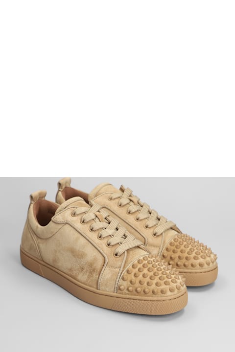 メンズ Christian Louboutinのシューズ Christian Louboutin Louis Junior Spikes Sneakers In Beige Suede