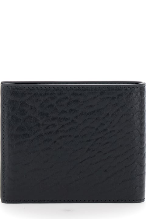 Ferragamo for Kids Ferragamo 'revival' Black Wallet With Gancini Buckle On The Front In Hammered Leather Man