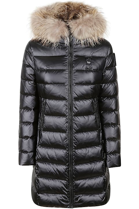 Blauer Coats & Jackets for Women Blauer Fur Applique Logo Patched Padded Coat