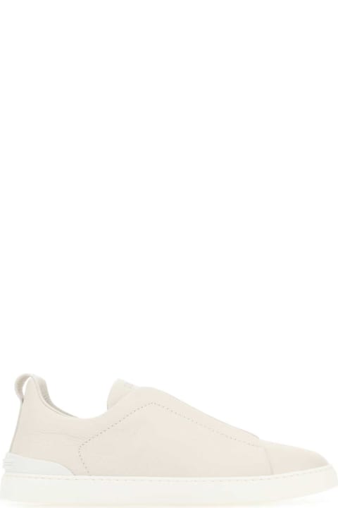 Zegna for Women Zegna Ivory Leather Slip Ons