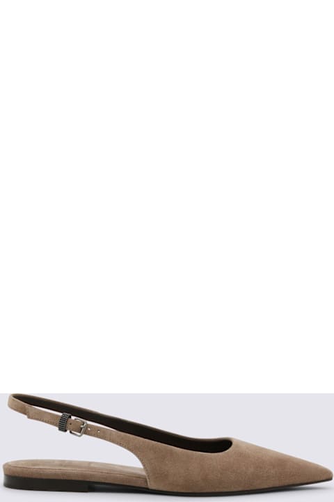 Brunello Cucinelli Beige Leather Flats