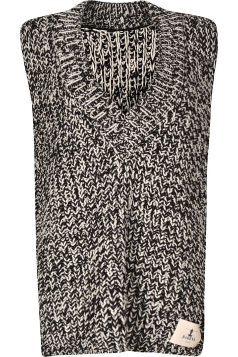 Logo Patched V-neck Woven Sleeveless Sweater