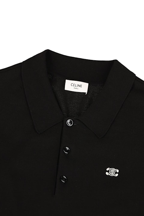 Celine Triomphe Logo Embroidered Polo Shirt | italist