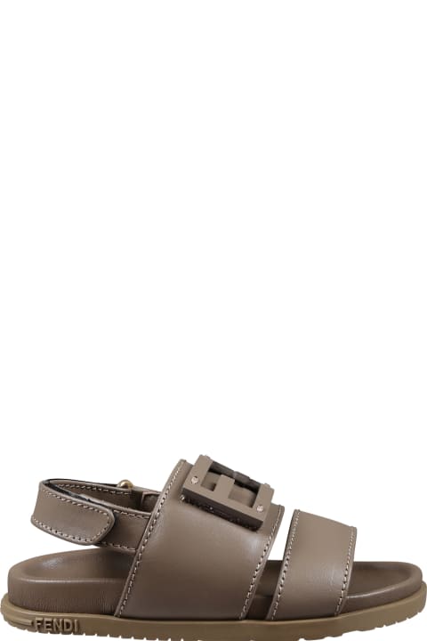 Shoes for Boys Fendi Brown Sandals For Kids With Ff Logo