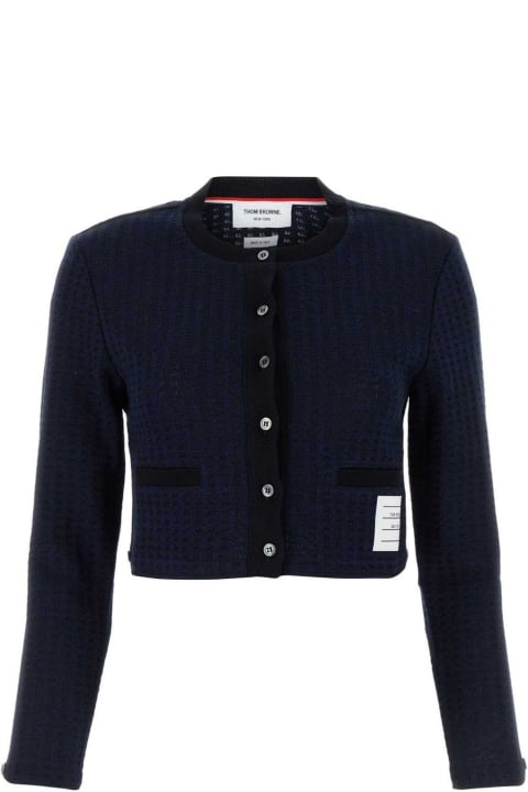 Thom Browne Sweaters for Women Thom Browne Signature 4-bar Cropped Cardigan