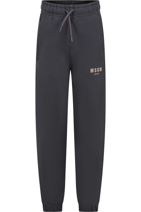 MSGM Bottoms for Boys MSGM Grey Trousers For Boy With Logo