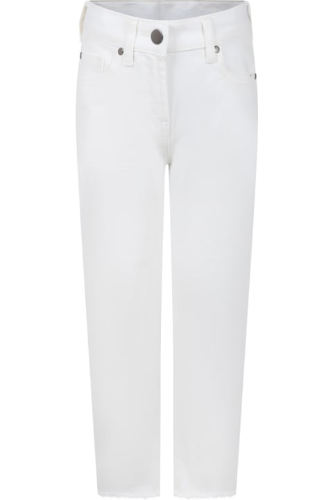 Stella McCartney Kids Stella McCartney Kids White Denim Jeans For Girl With Logo