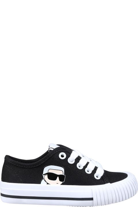 Shoes for Boys Karl Lagerfeld Kids Black Sneakers For Kids With Karl Print