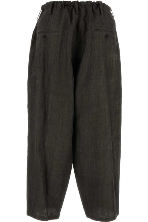 メンズ Yohji Yamamotoのボトムス Yohji Yamamoto Dark Grey Linen Baggy Pant