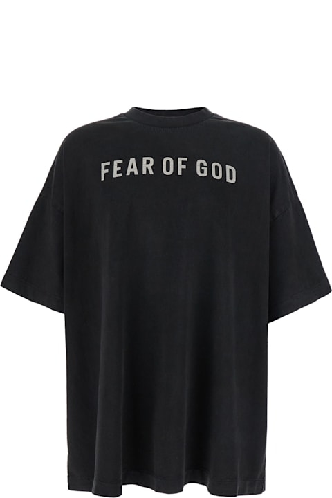 Fear of God Topwear for Men Fear of God Greyt-shirt With Contrasting Front Logo Print In Cotton Man