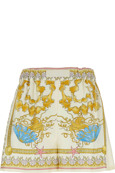 Versace Pants & Shorts for Women Versace Multicolor Shorts With Elastic Waist And All-over Underwater Barocco Print In Silk Woman