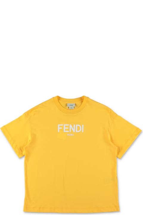 Topwear for Boys Fendi Fendi T-shirt Gialla In Jersey Di Cotone Bambino