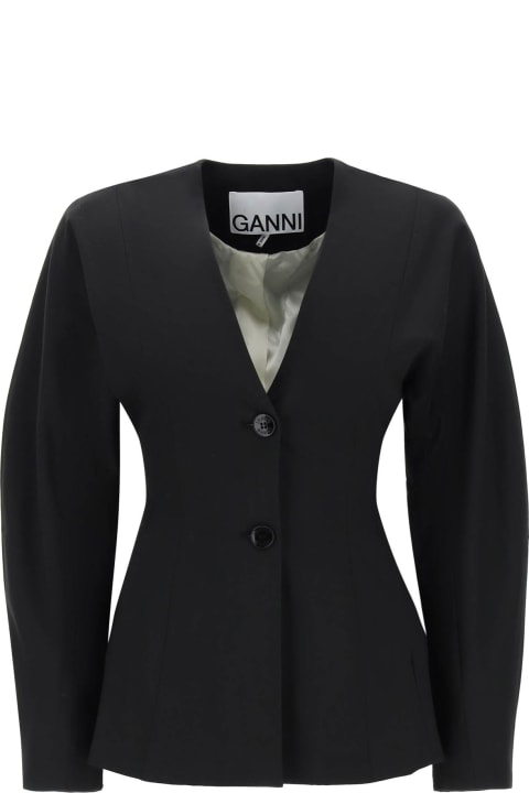 Ganni Coats & Jackets for Women Ganni Shaped Jacket With Curved Sleeves
