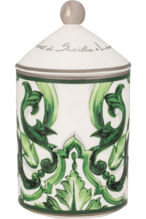 Sale for Homeware Dolce & Gabbana Green Sicilian Neroli And Lemon Scented Candle With Lid And Carretto Print