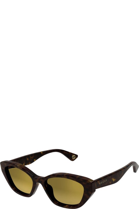 Eyewear for Women Gucci Eyewear Gg1638s Linea Lettering 002 Havana Gold Sunglasses
