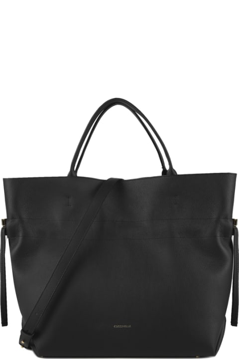 Wide Bucket Bag In Leather