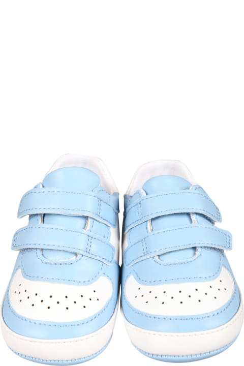 Shoes for Baby Girls Calvin Klein Light Blue Sneakers For Baby Boy With Logo