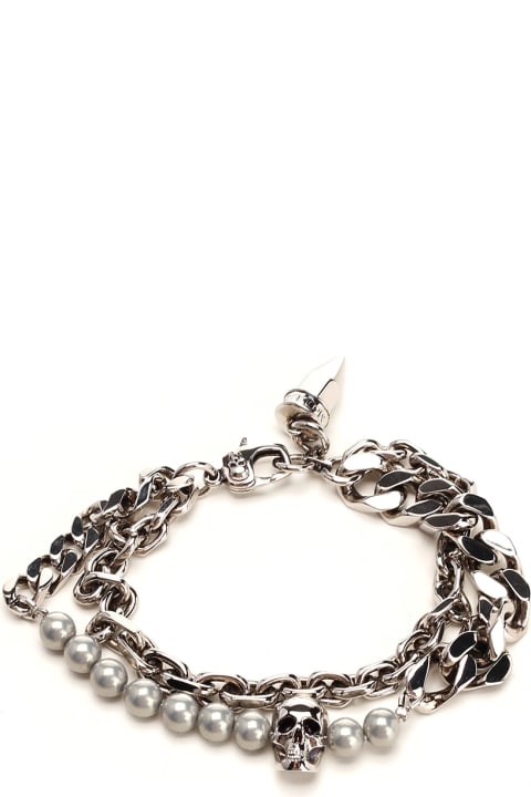 Alexander McQueen Bracelets for Men Alexander McQueen Skull&pearls Bracelet