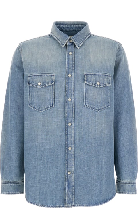 Saint Laurent for Men Saint Laurent Light-blue Oversize Denim Shirt In Cotton Man