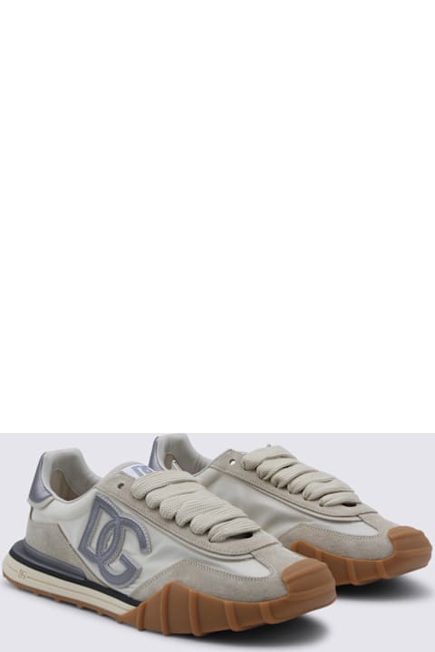Homeware Dolce & Gabbana Ivory And Silver Leather Dg Sneakers