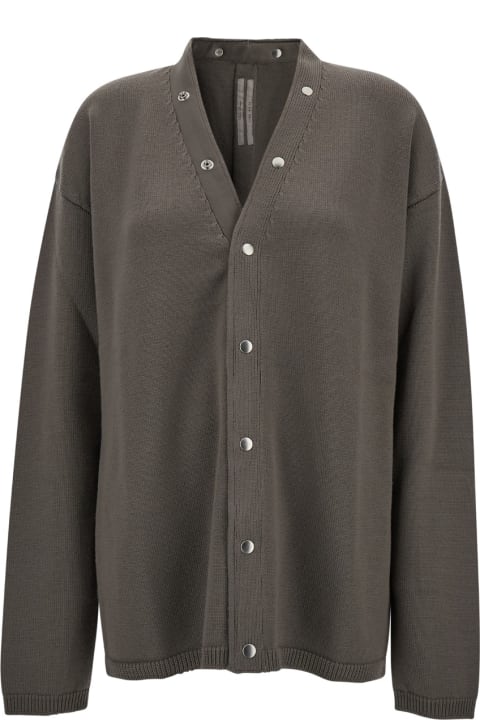 Sweaters for Men Rick Owens Grey V-neck 'peter' Cardigan In Virgin Wool Man