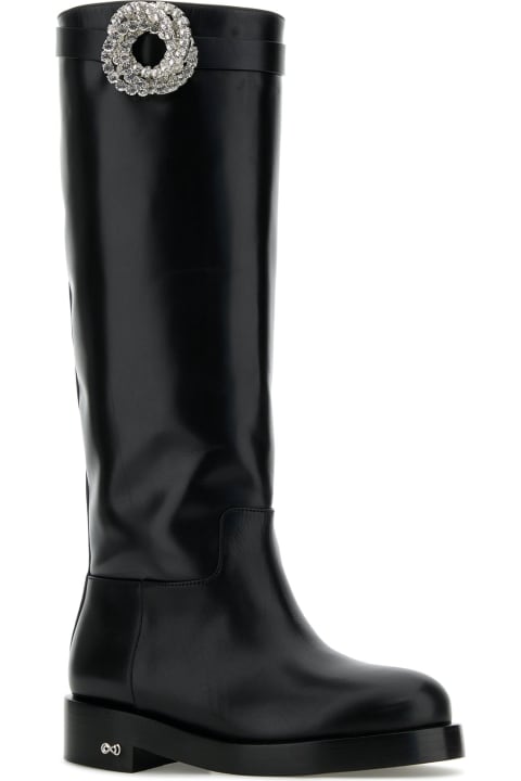 Mach & Mach أحذية برقبة لـ السيدات Mach & Mach Galaxy Black Leather Riding Boots(40mm)