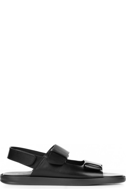 Other Shoes for Men Doucal's Flat Black Leather Sandal