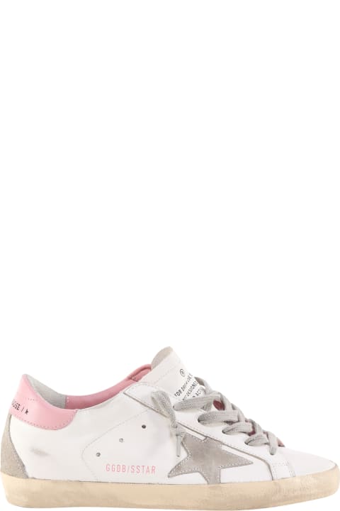 Shoes for Women Golden Goose Super-star Used-effect Leather Sneakers With Suede Profiles