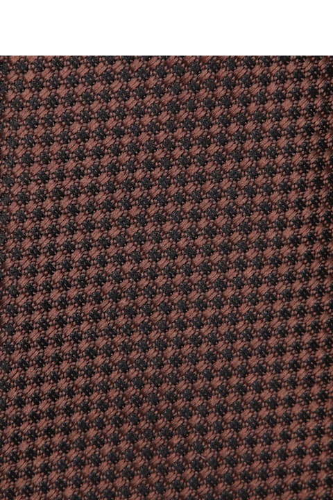 Ties for Men Tom Ford Brown Geometric Pattern Tie