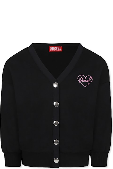 Diesel Sweaters & Sweatshirts for Girls Diesel Black Cardigan For Girl With Logo