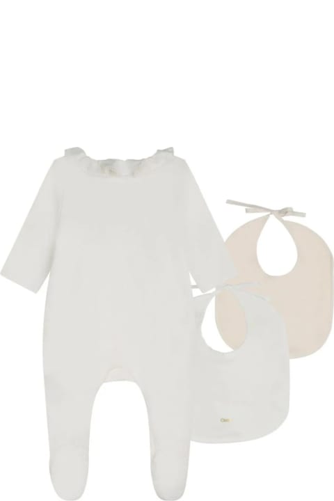 Topwear for Baby Boys Chloé Gift Set With Playsuit And Bibs