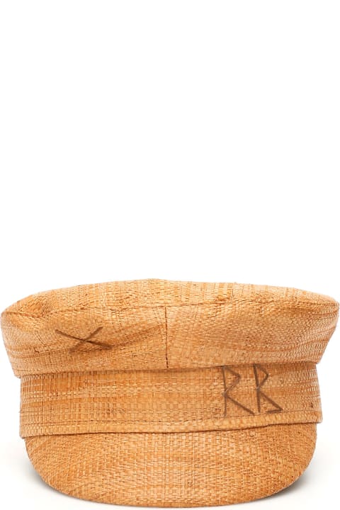 Ruslan Baginskiy Hats for Women Ruslan Baginskiy Baker Boy Straw Hat Rb Embroidery