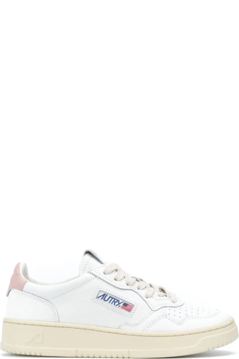 Homeware Autry 'medalist' White Low Top Sneakers With Contrasting Heel Tab In Leather Woman
